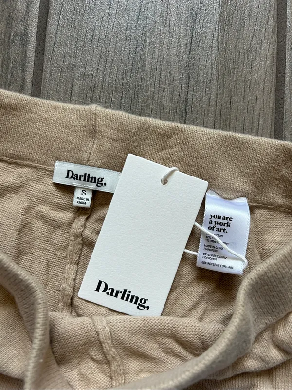 Darling Neutral Cream Wide-Leg Knit Pants - Image 2