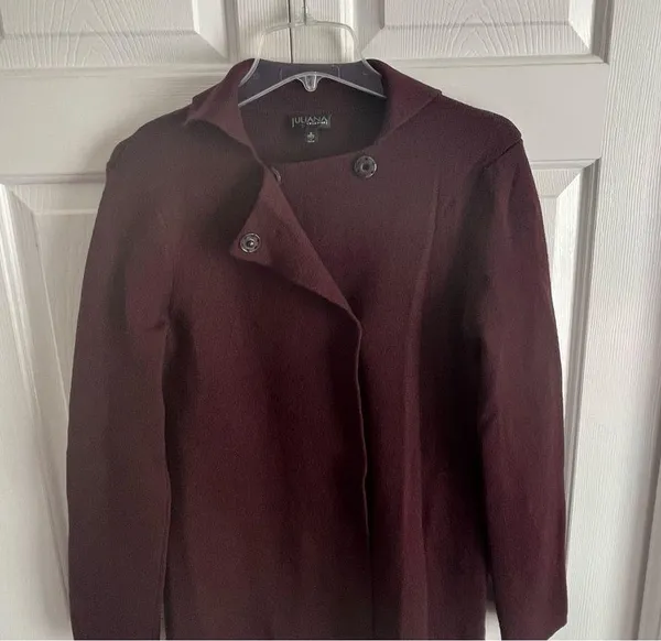 Juliana Collezione 100% Wool Burgundy Top Coat - Image 3