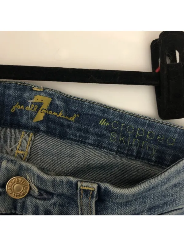 7 For All Mankind Womens Cropped Skinny Jeans Size 25 Denim USA Made - Image 3