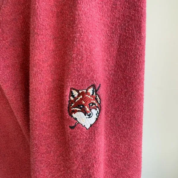 PETER MILLAR RED ZIP UP FLEECE SWEATER FOX PATCH SIZE MEDIUM - Image 5