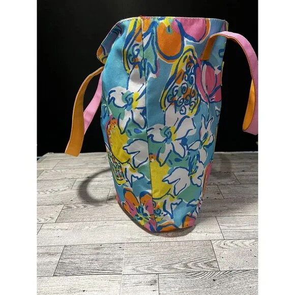 Lilly Pulitzer For Estee‎ Louder Multicolor Floral Strap Canvas Tore Beach Bag - Image 5