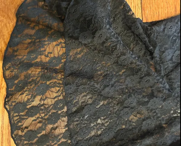 NWOT Black Lace see through Cap Sleeve Babydoll high low Top size L - Image 6