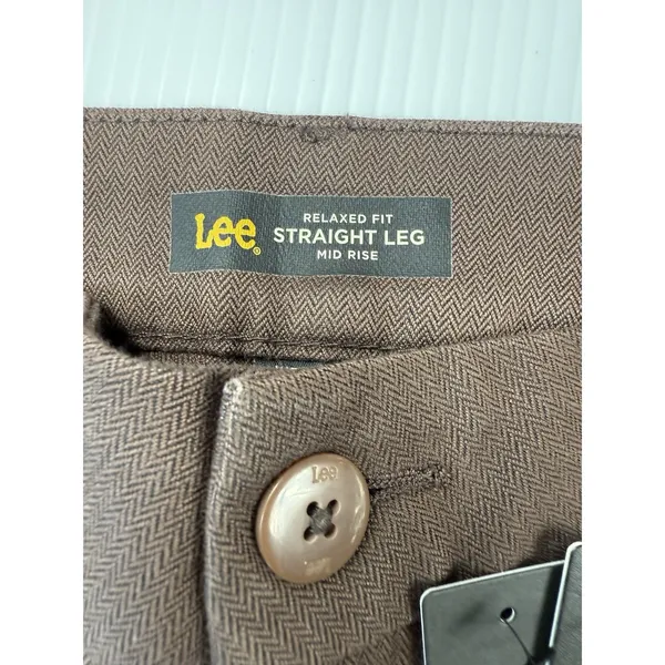 Lee Women's Wrinkle Free Relaxed Fit Straight Leg Pant Brown Size 14‎ Mid Rise - Image 5