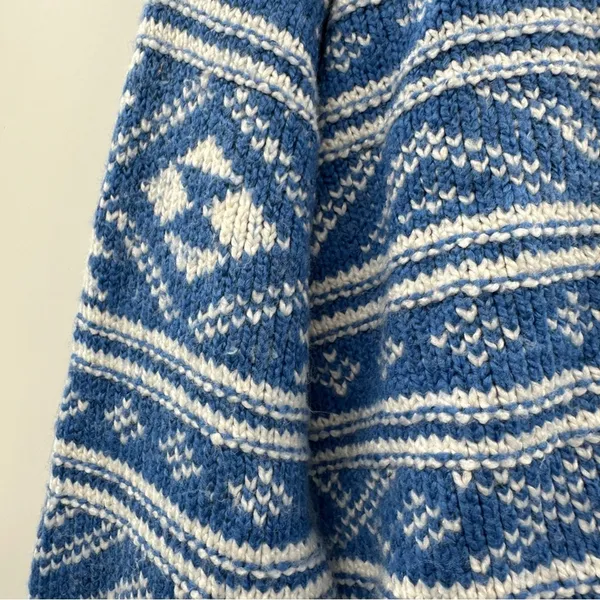 American Eagle Blue & White Fair Isle Snowdrift Long Sleeve Sweater Sz‎ S - Image 9