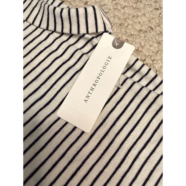 Anthropologie Pilcro Striped Ruched Sleeveless Top Ivory Black Cotton Small NWT - Image 6