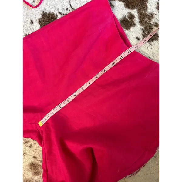 REFORMATION Hot Pink Linen‎ Scalloped Matching Set Liam Pants Overland top Sz 4 - Image 12
