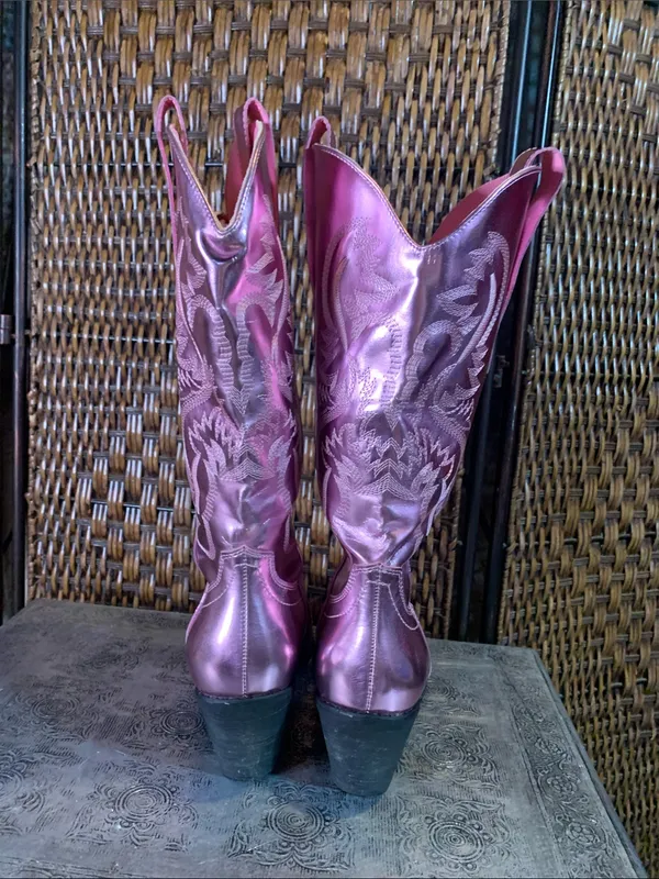 Metallic Pink Rock n Roll Cowgirl Boots Size 8 - Image 3