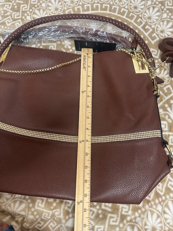 Dasein Hobo shoulder/ Crossbody Bag in soft faux leather with accent Rhinestones - Image 6