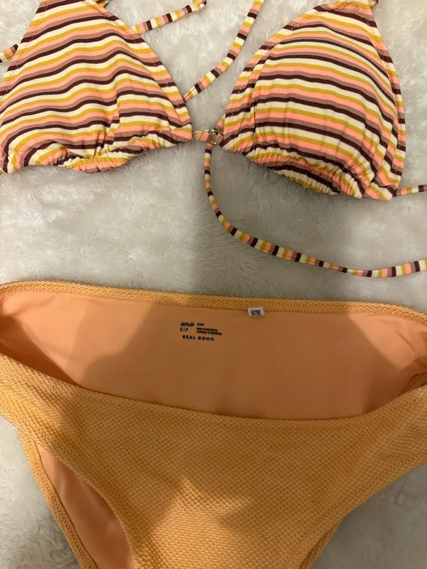 Aerie Striped Bikini Set with Halter Top, Orange - Image 2
