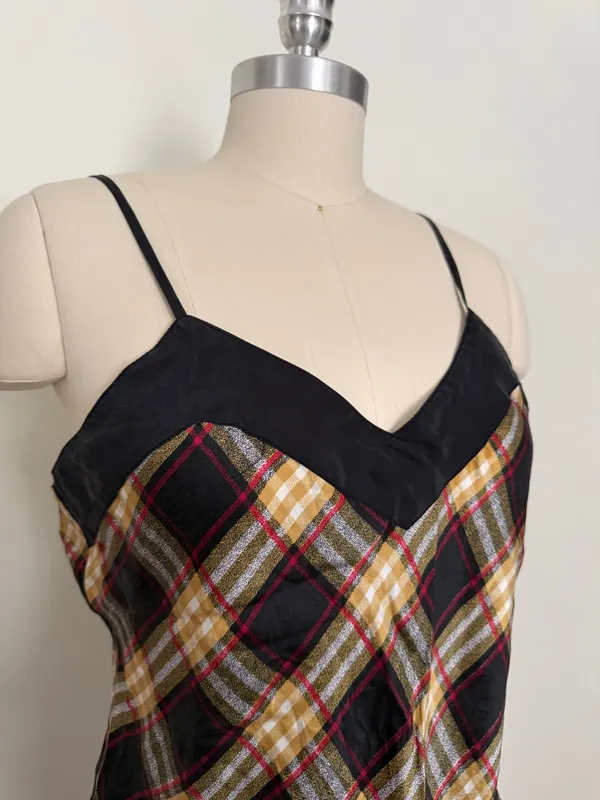 Vintage Silk Plaid Cami Multiple Size L - Image 2