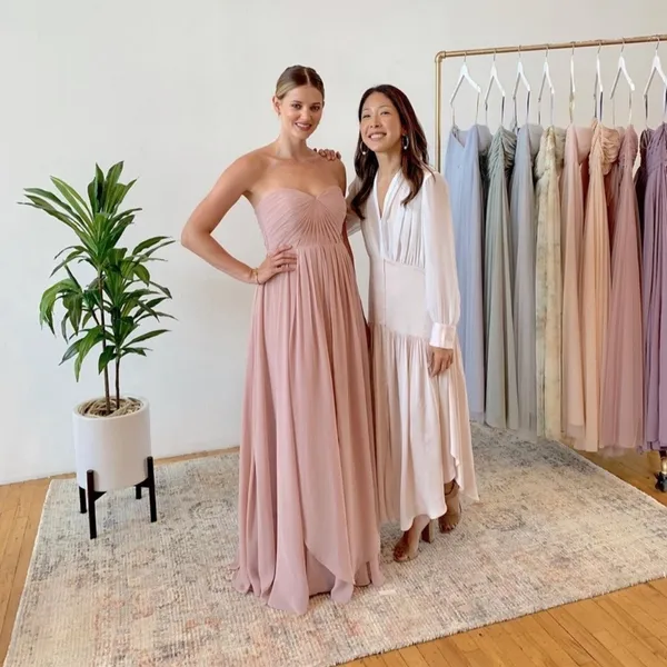 Jenny Yoo Convertible Bridesmaid Dress Mira Whipped Apricot Luxe‎ Chiffon Size 8 - Image 17