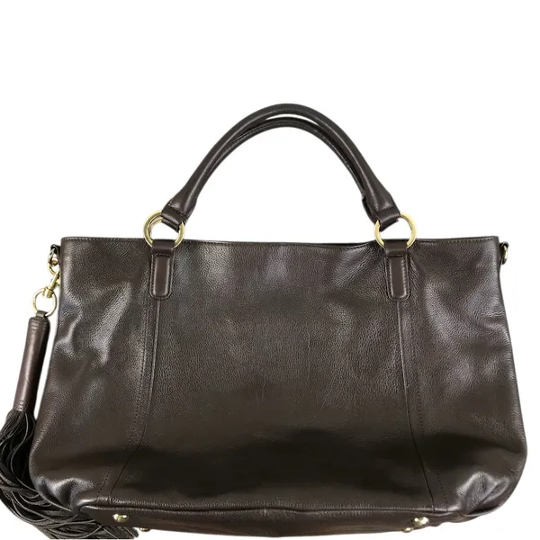 G.I.L.I. Pebbled Leather Hobo Tote Bag Brown Everyday Office Travel Weekender - Image 3