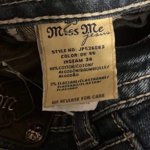 Miss Me Bootcut Jeans | Size 27 | 34” Inseam | Dark Wash | Jeweled Pockets - Image 5