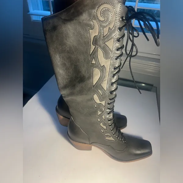Boots Boots lace up size 8 western moto giddyup boots NEW festival - Image 3