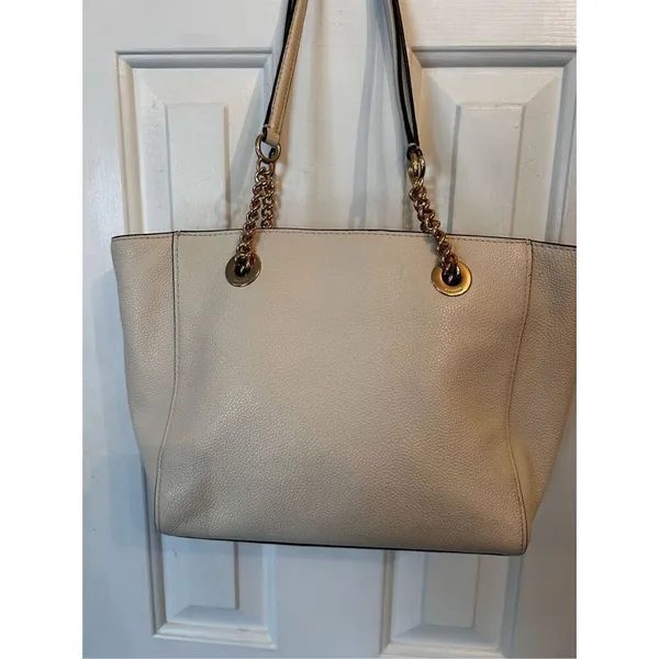 Coach TURNLOCK CHAIN TOTE 27 CHALK white or Pebble Leather Shoulder Bab - Image 5