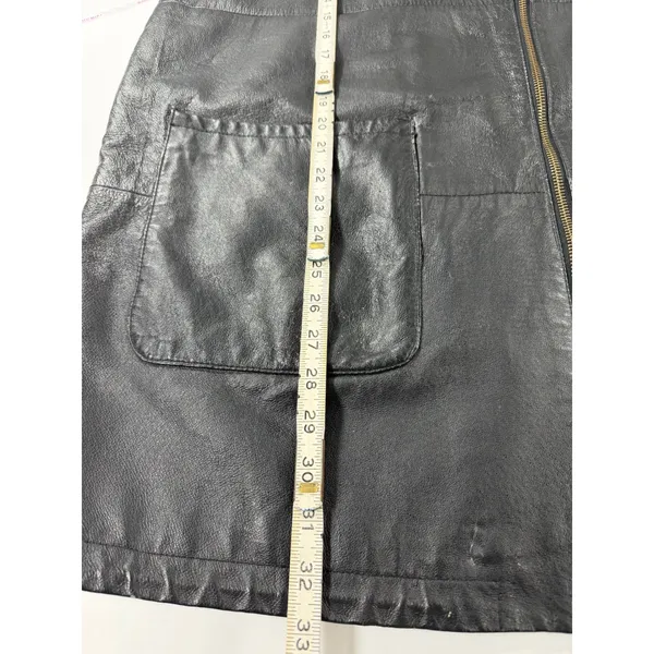 Venezia Vintage Black Leather Hooded Parka Jacket Womens Large 02-9438-9 Zip Up - Image 7