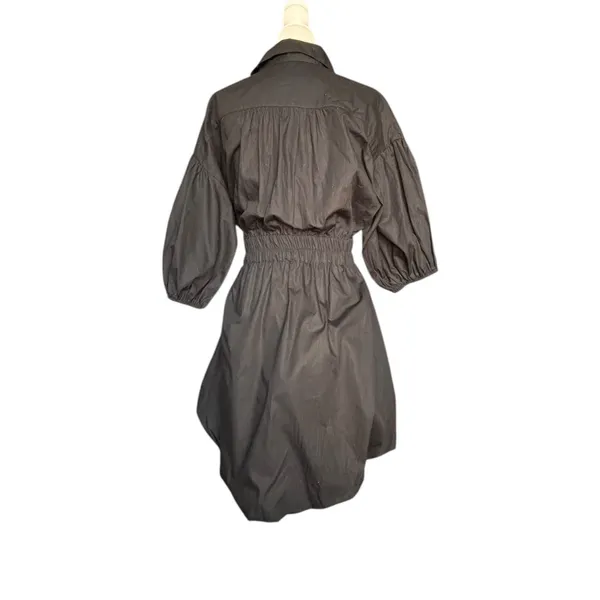 Free People Karolina Black‎ Cotton Mini Dress Puff Sleeve Bubble Hem XS Boho - Image 12