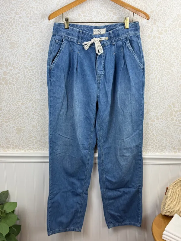 We The Free Drawstring Wide Leg Pleated Pull on Denim - Size - Small - Image 5