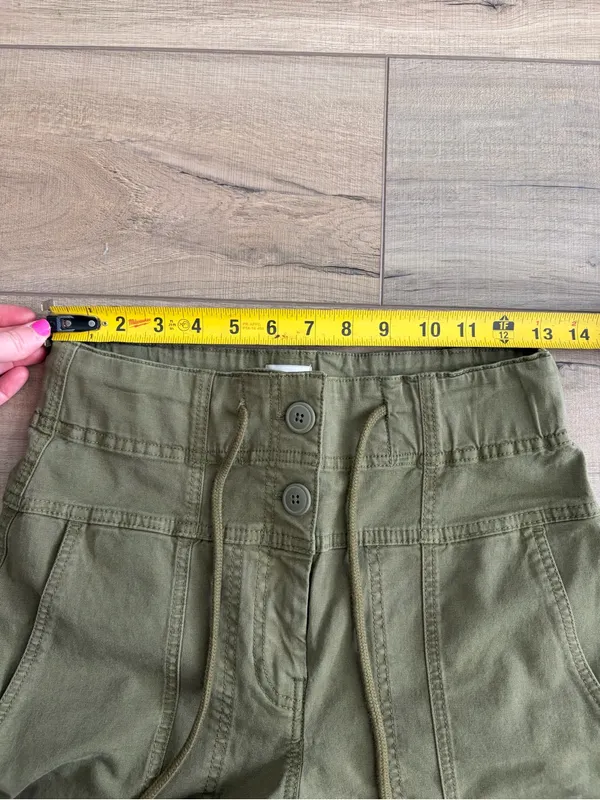 Anthropologie Maeve Utility High Rise Wide Leg Tailored Trousers Olive Green XS - Image 9