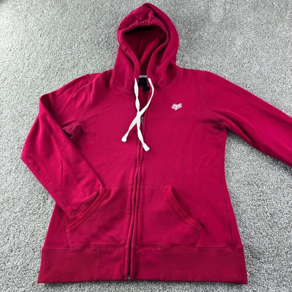 Fox Racing Full Zip Hoodie Womens M Pink Embroidered Logo Moto Skater Sweatshirt - Image 5