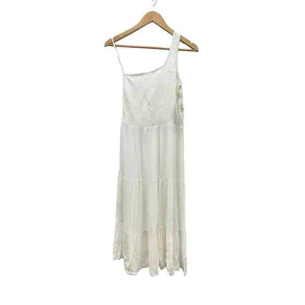 Becca by Rebecca Virtue Ponza Smocked One Shoulder Cover-up In White size L NWT - Image 3