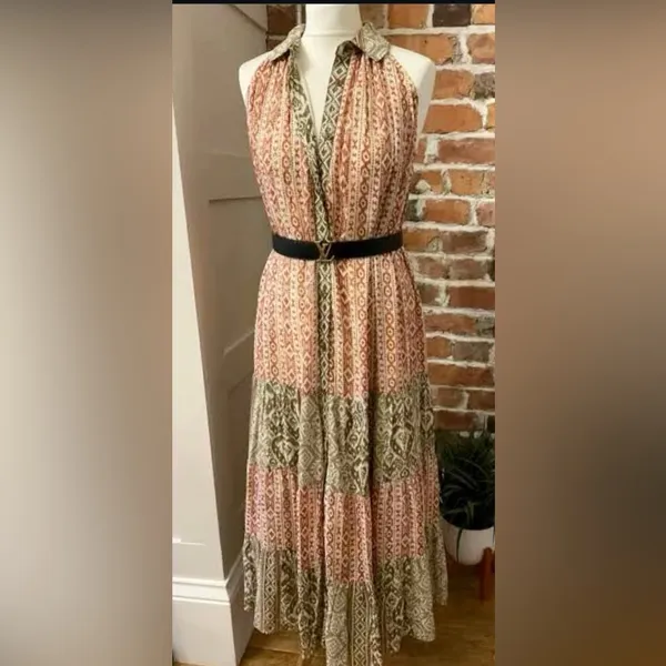 ZARA Ruffled Multicolor Maxi Dress Sz S - Image 4