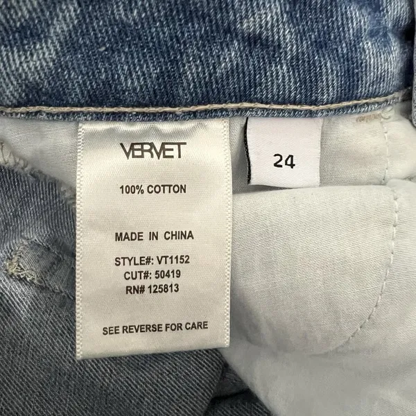 Vervet Belvoir Jeans Size 24 Super High Rise Button Fly‎ Distressed Straight Leg - Image 9