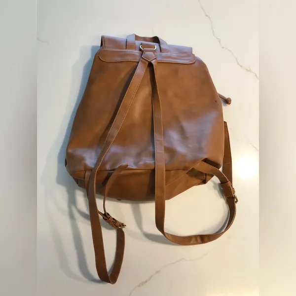 NWOT Brown Faux Leather Backpack OS - Image 8