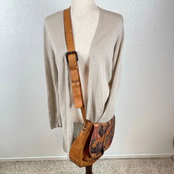 Patricia Nash Vintage‎ Patch leather saddle bag Nepali Coast Hawaii suede inside - Image 11