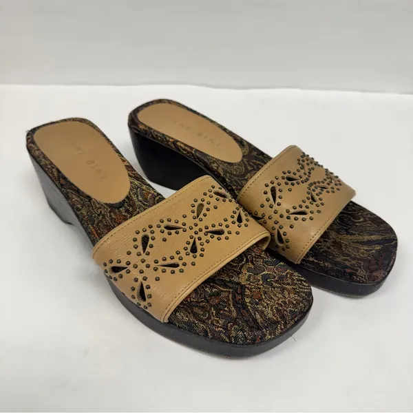 Gianni Bini‎ Slip-On Wooden Wedge Sandals Slides Women 8.5 - Image 3