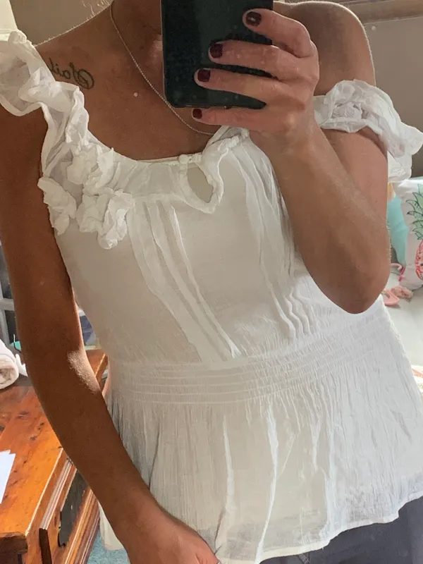 mine White Ruffled Strap Tank - Image 3