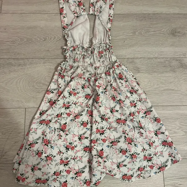 SHEIN Backless Floral Dress - Pink and White - Image 3