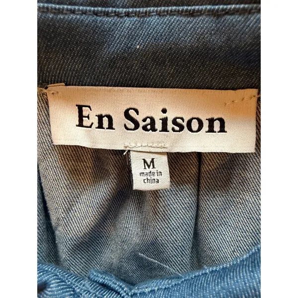 En Saison Tara Tiered Cotton Trapeez Shirtdress Women Medium Blue Mini Bohoi‎ - Image 10