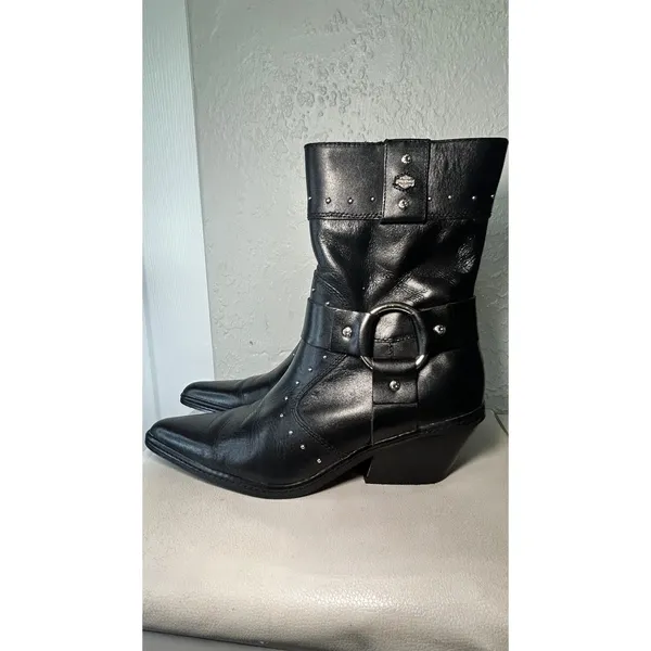 Harley Davidson Women's Black Leather Fashion Boots Brash‎ D84378 Size 7 - Image 4