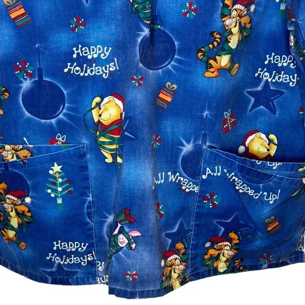 Wonderful World of Disney Pooh Christmas Scrub‎ Shirt - Image 3