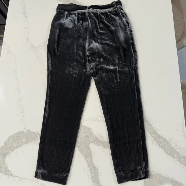 Anthropologie Elevenses Velvet Ribbon TieFront Trouser Pants Womens Size 2 Gray - Image 9