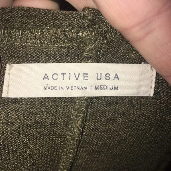 Active USA olive v-neck lightweight hoodie - Image 2