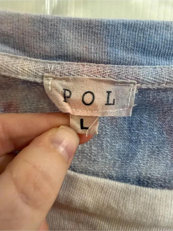 POL Light Tie-Dye Pocket Sweatshirt in Red & Blue Patriotic USA - Image 3