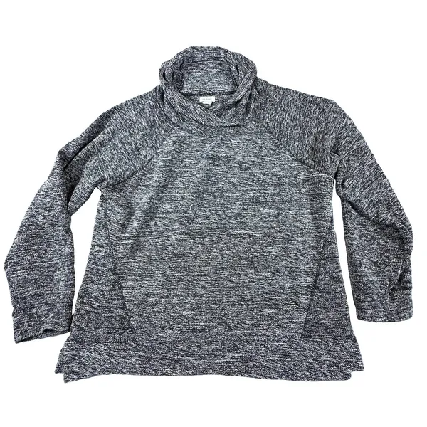 L L Bean Shawl Collar Sweater Womens Large P Gray Marled Pullover Pockets Soft - Image 3