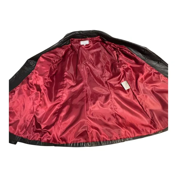 Pelle Studio Black Leather Blazer Jacket Women's Size XL Red Satin Lining - Image 5