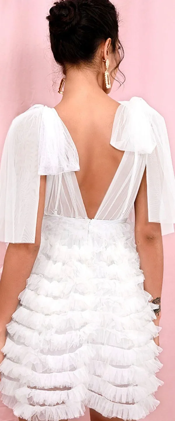 White Tulle Dress Size M - Image 3