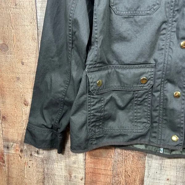 J.Crew Factory Relaxed Boyfriend Field Jacket Small Olive Green Cotton Utility - Image 2