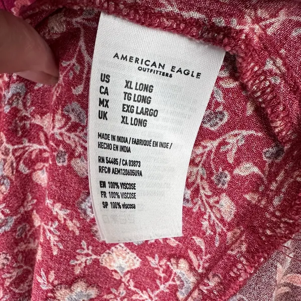 American Eagle Womens XL Long Boho Paisley Floral Gathered Mini Dress - Image 10