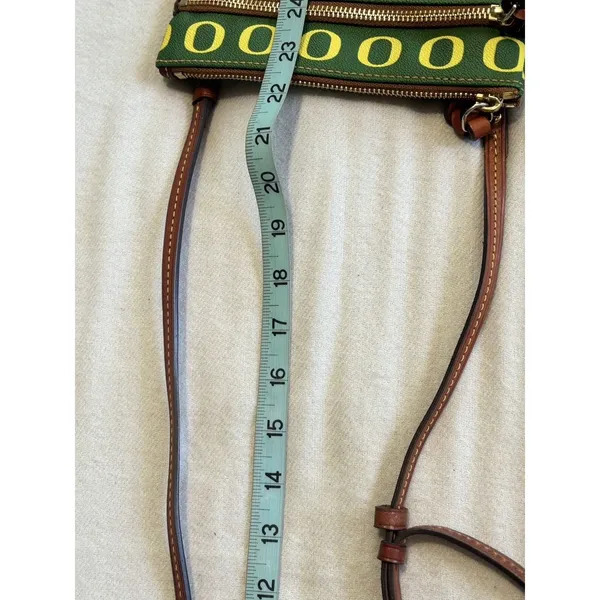 Dooney & Bourke Oregon Ducks College Print Crossbody Bag Logo Green/Yellow‎ Zip - Image 10