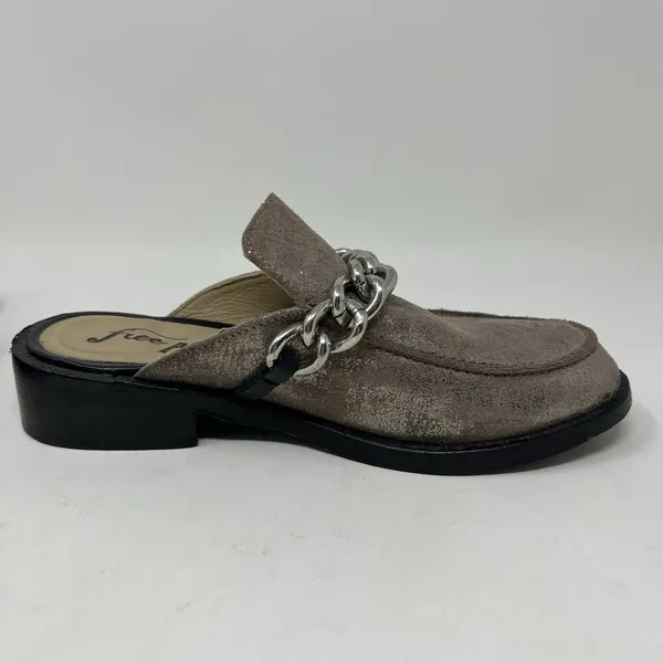 Free People EU‎ 36 Women's Size 5.5-6 Vida Silver Metallic Chain Leather Mules - Image 7