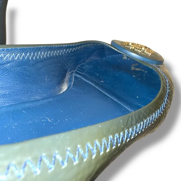 Tory Burch Minnie‎ Scrunch Navy Blue Leather Ballet Flats Sz 7 Estimated - Image 13