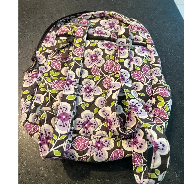 Vera Bradley quilted cotton backpack retired Plum Petals purple floral Bag - Image 5