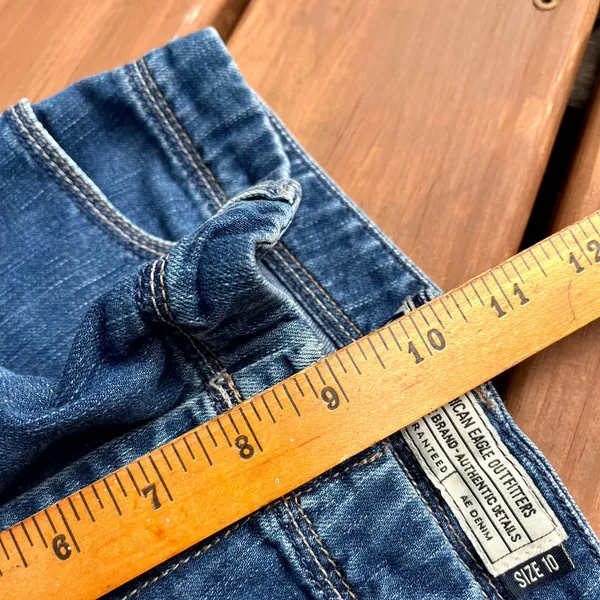 Y2K American Eagle Jean Shorts Blue Denim Snap Fly Low Rise Women Size 10 - Image 6