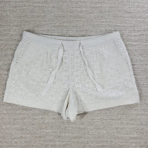 Ann Taylor LOFT Lace Shorts Womens 12 White Loose Elastic Waist Resort Vacation - Image 12