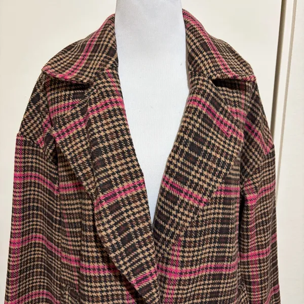 Wild fable XS Plaid Long length Coat with Pink Accents - Image 3